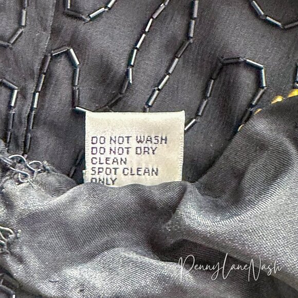 Laurence Kazar Vintage 80s Silk Bead-Sequin Dress Black - Picture 10 of 14